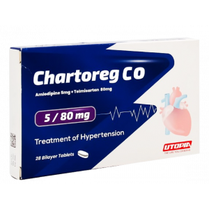 CHARTOREG CO 5 / 80 MG ( AMLODIPINE / TELMISARTAN ) 28 BILAYER TABLETS